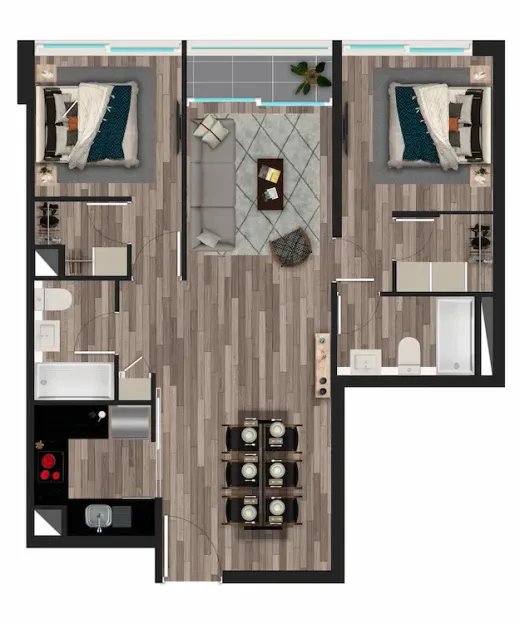 Modelo K · 64,37 m²