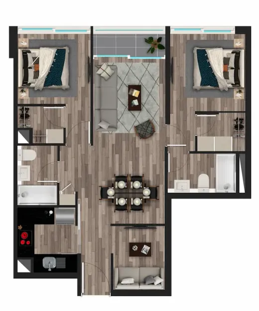 Modelo I · 64,38 m²