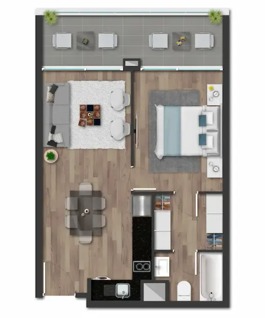 Modelo E · 51,25 m²